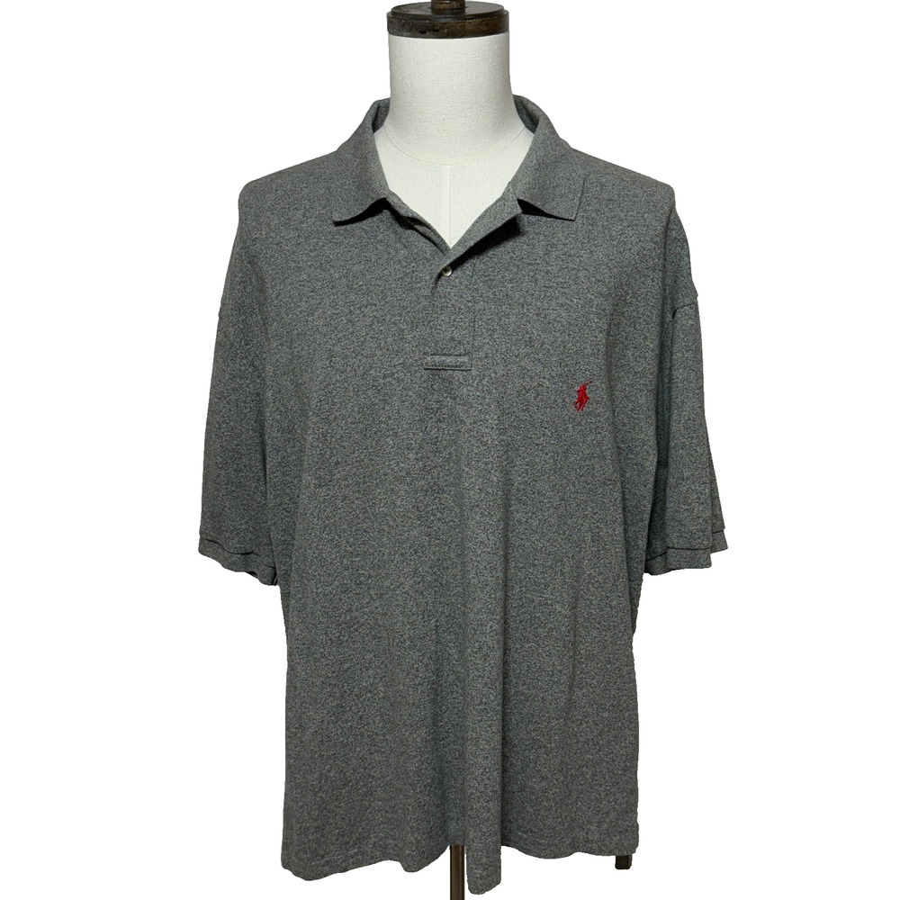 Polo Ralph Lauren Shirt Mens 2XB Gray Short‎ Sleeve Golf Polo Preppy Casual